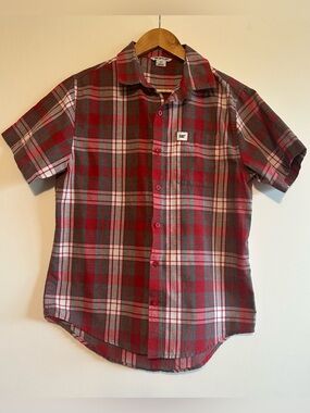 Men’s Caterpillar Red Plaid Short-Sleeve Shirt - Small